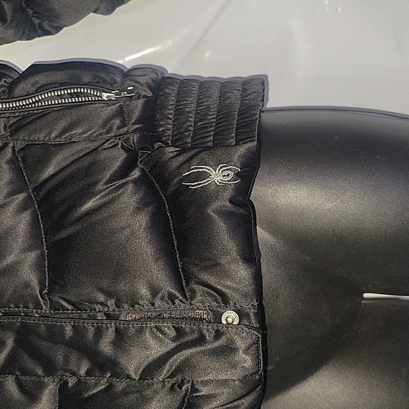 Spyder Puffer Jacket Insulated Quilted Full Zip Winter Coat SP Black down filled - Picture 3 of 10